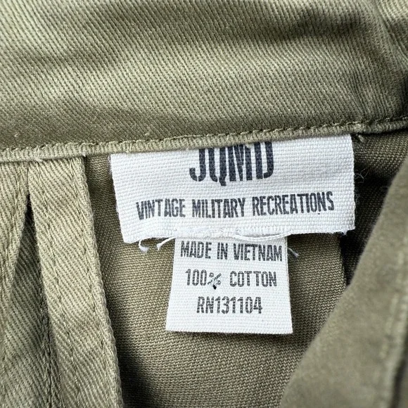 JQMD Green Vintage Military Jacket Men's Size 40R Full Zip Snap Cotton